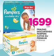 Fraldas descartáveis pampers active ou premium-cada