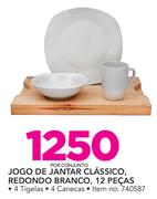 12 Pecas Jogo de Jantar Classico Redondo Branco- por conjunto