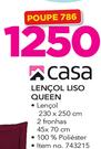 Casa Lençol Liso Queen With 2 fronhas