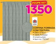 Always Home Cortina Forrada com Textura 230x218cm-por cortina