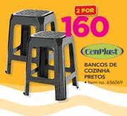 Cenplast Bancos de cozinha Pretos-Por 2