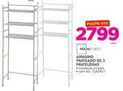 Mainstays armario prateado de 3 prateleiras-cada