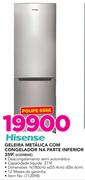 Hisense geleira metalica com congelador na parte inferior 359 ltr(H359BME)