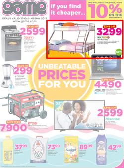 Game Lesotho : Unbeatable Prices For You (25 Oct - 8 Nov 2017), page 1