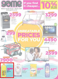 Game Lesotho : Unbeatable Prices For You (25 Oct - 8 Nov 2017), page 1