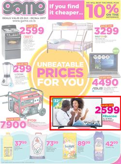 Game Lesotho : Unbeatable Prices For You (25 Oct - 8 Nov 2017), page 1