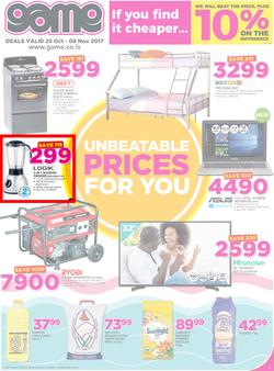 Game Lesotho : Unbeatable Prices For You (25 Oct - 8 Nov 2017), page 1