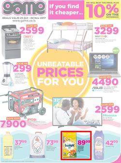 Game Lesotho : Unbeatable Prices For You (25 Oct - 8 Nov 2017), page 1