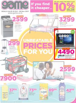 Game Lesotho : Unbeatable Prices For You (25 Oct - 8 Nov 2017), page 1