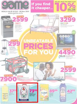 Game Lesotho : Unbeatable Prices For You (25 Oct - 8 Nov 2017), page 1