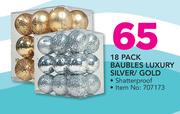 18 Pack Baubles Luxury Silver/Gold