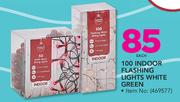 100 Indoor Flashing Lights White Green-Each
