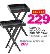 Square Mahoganu Butlers Tray-Each