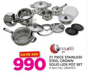 Tissolli 21 Piece Stainless Steel Crown Solid Lids Por Set
