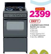 Defy 4 Burner Gas Stove Black DGS 168 SGG