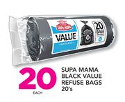 Supa Mama Black Value Refuse Bags 20's