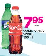 Coke, Fanta Or Sprite-500ml Each