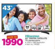 Hisense 43" Digital Satellite TV HE43M2160FTS