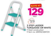 Home Quip 2 Step Ladder Turquiose Or White-Each