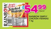 Rainbow Simply Chicken Viennas-1Kg Each