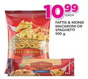Fattis & Monis Maaroni Or Spaghetti-500g Each