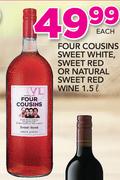Four Cousins Sweet White, Sweet Red Or Natural Sweet Red Wine-1.5Ltr Each