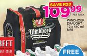 Windhoek Draught NRB-12 x 440ml Per Pack