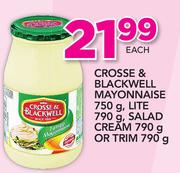 Crosse & Blackwell Mayonnaise-750g, Lite-790g, Salad Cream-790g Or Trim-790g Each