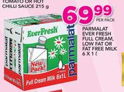Parmalat Ever Fresh Full Cream, Low Fat Or Fat Free Milk-6 x 1Ltr Per Pack