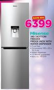 Hisense 340Ltr Freezer Fridge Inox with Water Dispenser