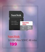 Sandisk 32GB Ultra SDHC 48mbs