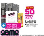 Simple Choice 2 Pack Lever Arch File A4 + game A4 Exam Pad And Bic 2 Pack Crystal Pen