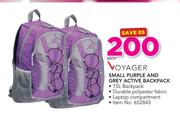 Voyager Small Purple And Grey Active Backpack-Each