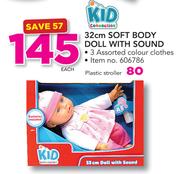 Kid Connection 32cm Soft Body Doll With Sound-Each