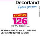 Decorland Ready-Made 25mm Aluminium venetian Blinds(Silver) 600x1000mm