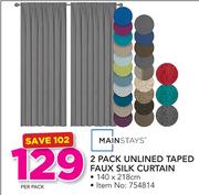 Mainstays 2 Pack Unlined Taped Faux Silk Curtain 140x218cm