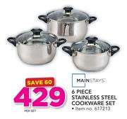 Mainstays 6 Piece Stainless Steel Cookware Set-Per Set
