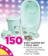 Baby Hamper Set 7 Piece Mint Including Baby Bath Nappy Bucket Feeding Set Baby Potty
