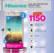 Hisense Infinity U962 Dual Sim Smartphone Free Bluetooth Headphones & Phone Cover