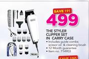 Wahl The Styler Clipper Set In Carry Case Includes Guide Combs Scissor Oil & Cleaning Brush