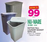 Nu ware Rattan Tall Laundry basket With Lid-Each