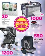 Snuggletime Comforpaedic Pillow + Chelino Siesta Campcot + Chelino Campcot Mattress-All For