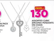 Assorted Cubic Zirconia Pendants On Chain