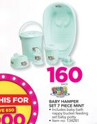 Baby Care Baby Hamper Set 7 Piece Mint Includes Baby Bath Nappy Bucket Feeding Set baby Potty-Each