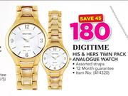 Digitime His & Hers Twin Pack Analouge Watch