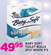 Baby Soft Toilet Rolls 2 Ply White-9's