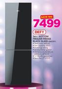 Defy 365Ltr Bottom Freezer Fridge Black Glass DAC551