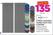 Mainstays 2 Pack Taped Faux Silk Curtain 140x218cm