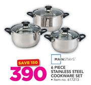 Mainstays 6 Piece Stainless Steel Cookware Set