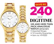Digitime His And Hers Twin pack Analogue Watch (WT361SET)-Per Set